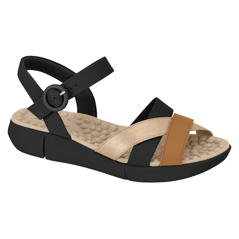 28590 – NP FLOATHER NATURE/METALIZ LONDON (96151) PRETO 01/DOURADO/CAMEL 1165