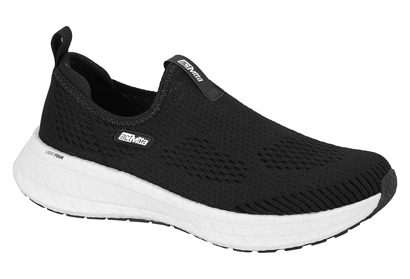 Tenis Slip On Tejido Negro Actvitta Suela Light Foam