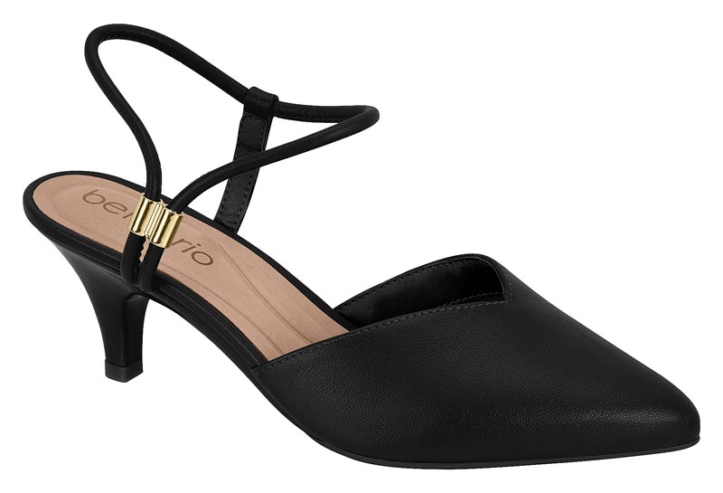 Zapatilla Destalonada Slingback Kitten Napa Negra Beira Rio