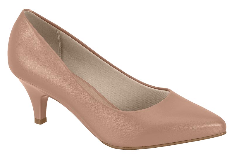 Zapatilla Punta Fina Tacón Kitten Napa Nude Beira Rio