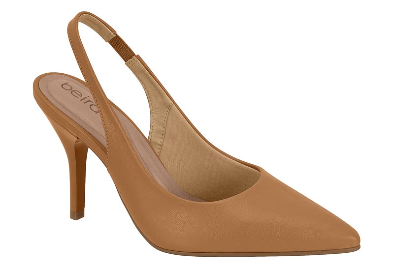 Zapatilla Destalonada Slingback Punta Fina Napa Camel Beira Rio
