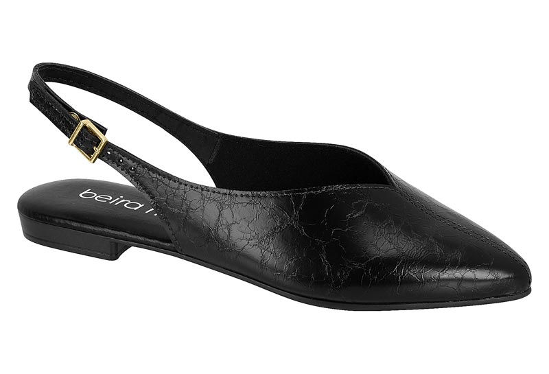 Zapatilla Destalonada Puntiaguda Slingback Napa Negro Beira Rio