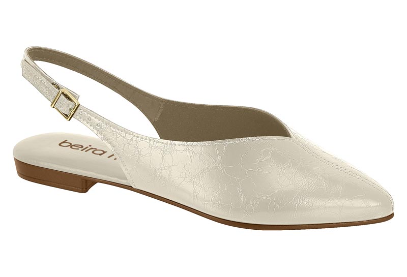 Zapatilla Destalonada Slingback Napa Craquelada Blanco Off Beira Rio