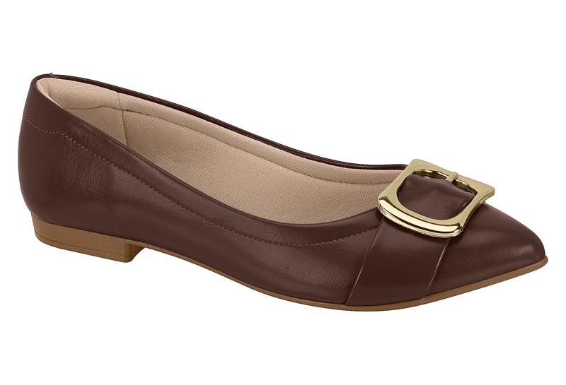 Mocasín de Napa Hebilla Dorada Beira Rio Chocolate Dama