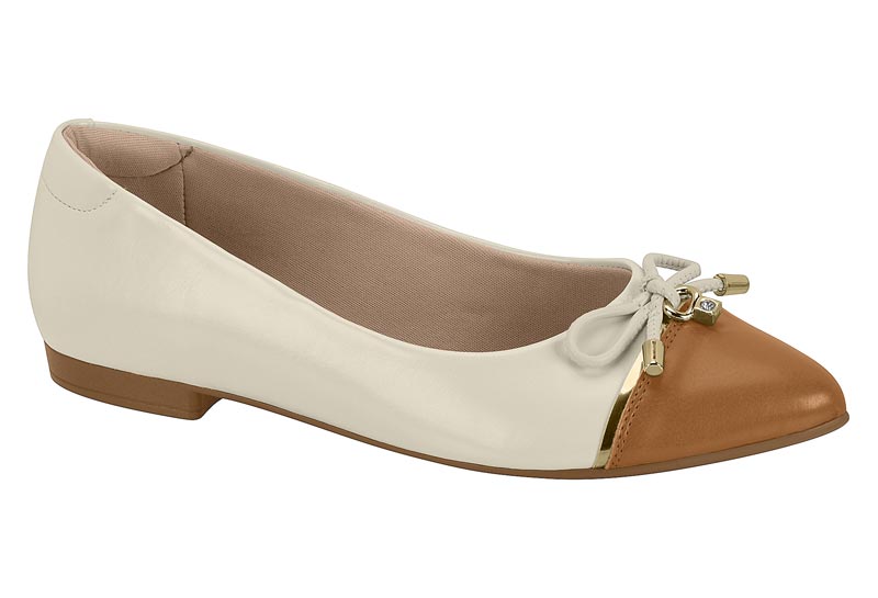 Balerina Bicolor Moño Blanco Off-White y Camel Beira Rio