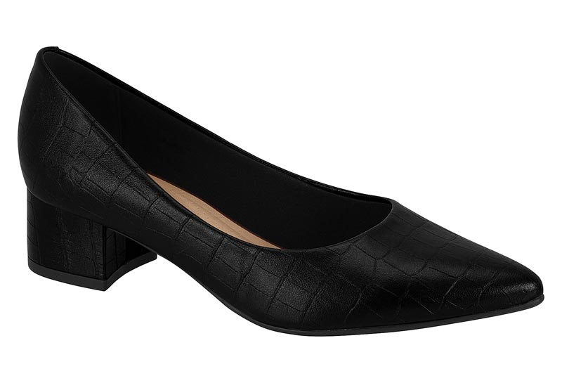 Zapatilla Efecto Croco Negra Tacón Bloque Beira Rio