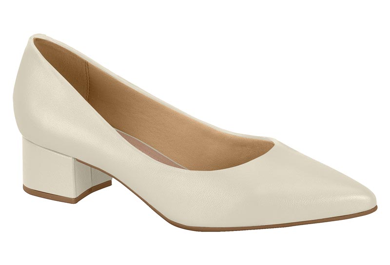 Zapatilla Punta Fina Tacón Bloque Napa Off White Beira Rio