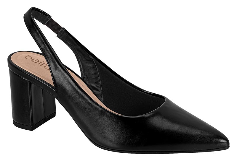 Zapatilla Destalonada Slingback Punta Fina Napa Negra Beira Rio