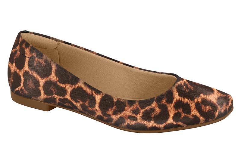 Balerina Napa Animal Print Camel Beira Rio