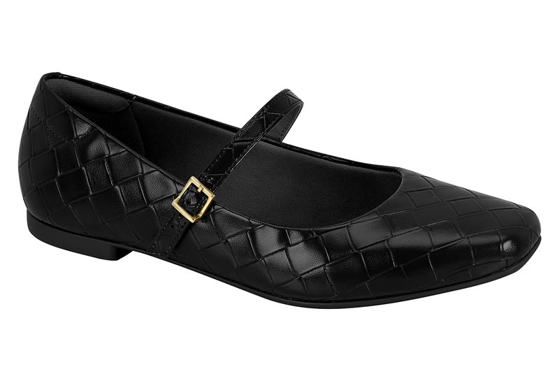 Balerina Mary Jane Napa Tresse Negra Beira Rio