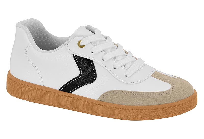 Tenis Blanco Negro Beige Napa y Gamuzado Beira Rio