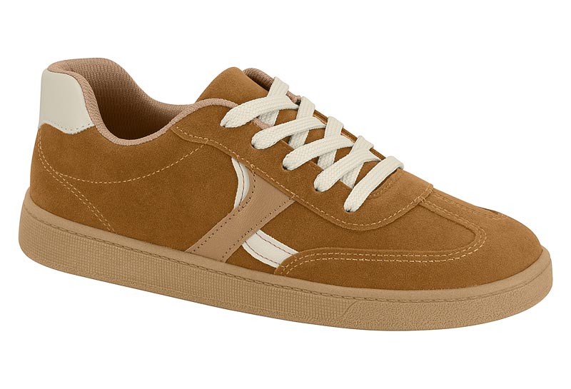 Tenis Casual Camurçao Napa Caramelo Blanco Off-White Beira Rio