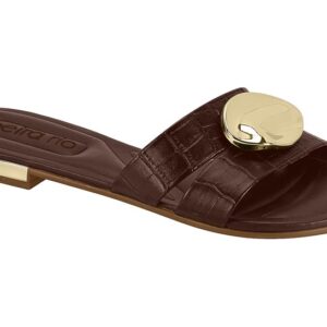 Mule Croco Chocolate con Herraje Dorado Beira Rio