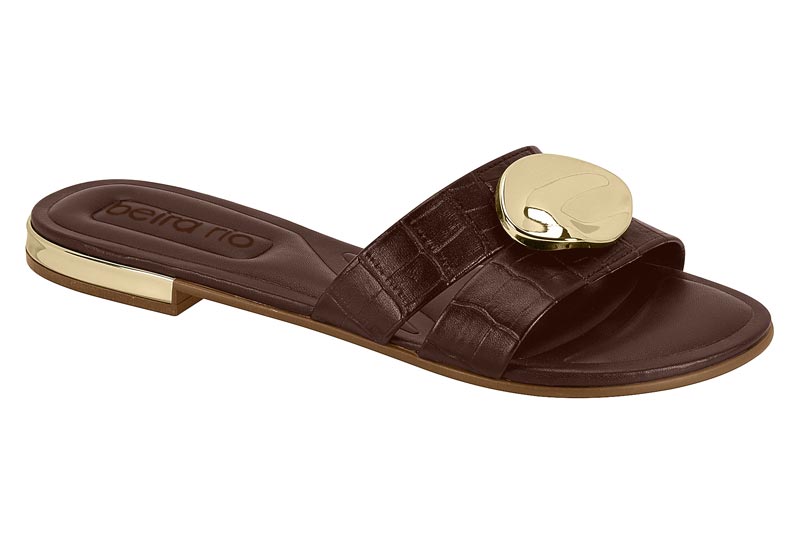 Mule Croco Chocolate con Herraje Dorado Beira Rio
