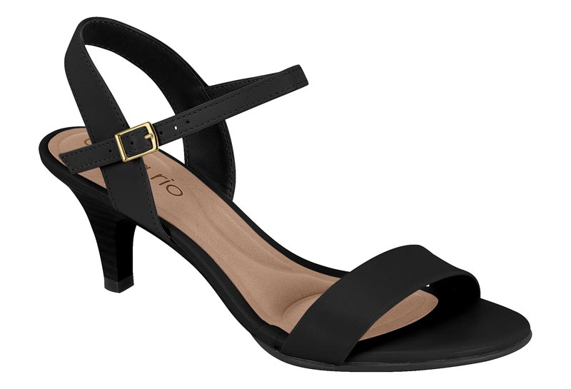 Sandalia Tacón Aguja Napa Negro Beira Rio Elegante