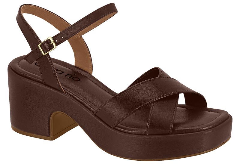 Sandalia Plataforma Tiras Cruzadas Chocolate Beira Rio