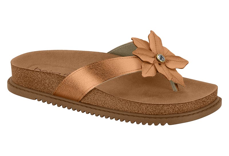 Sandalia Plataforma Flor Brillo Italia Bronce Beira Rio
