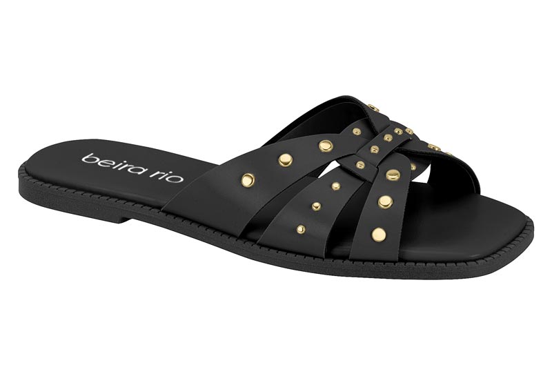 Sandalia Plana Napa con Tachas Negro Beira Rio