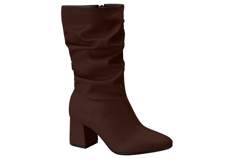 Bota Slouchy Napa Stretch Tacón Bloque Chocolate Beira Rio