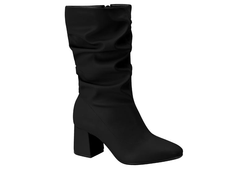 Bota Bloque Fruncida Stretch Negra Beira Rio