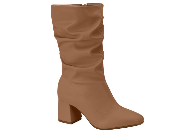 Bota Fruncida Napa Stretch Caramelo Beira Rio