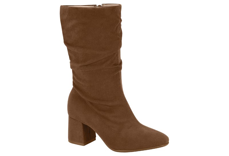 Bota Slouchy Camurça Tacón Bloque Camel Beira Rio