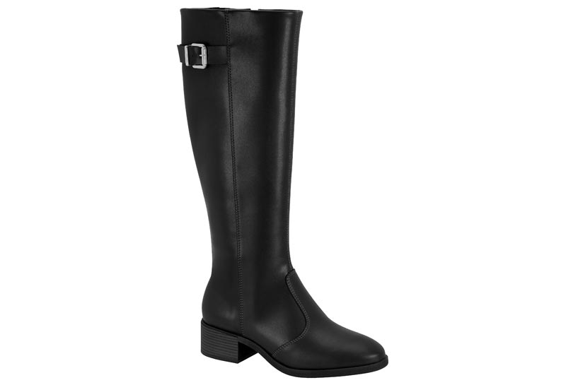 Bota de Caña Alta Negra con Hebilla Beira Rio