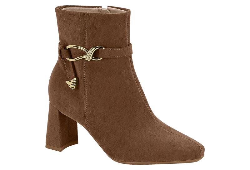 Botín Beira Rio Bloque con Hebilla Camurça Stretch Camel