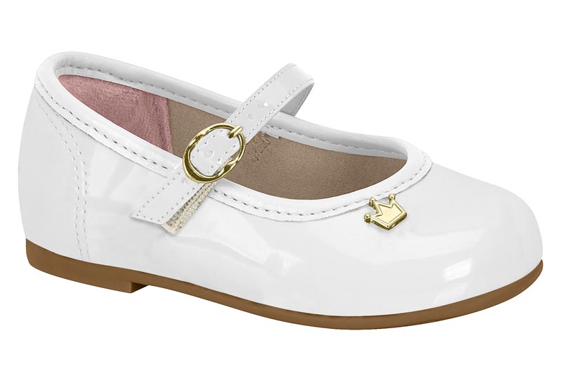 Balerina Mary Jane Charol Blanco con Corona Molekinha