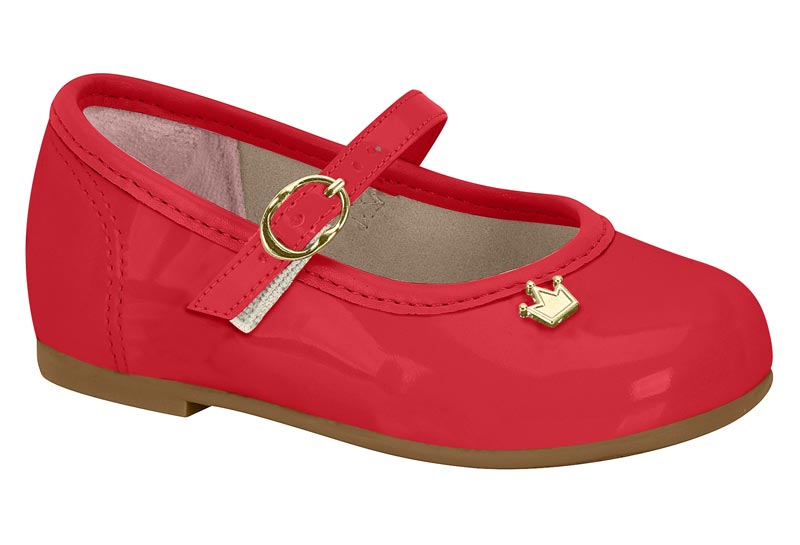 Balerina Charol Roja Mary Jane con Broche y Corona Molekinha