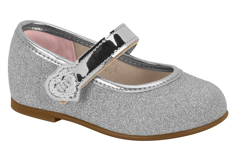Balerina Mary Jane Glitter Plata Molekinha