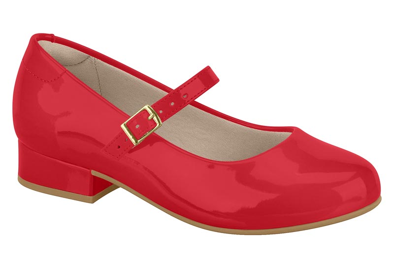 Zapatilla Mary Jane Charol Rojo Correa Molekinha