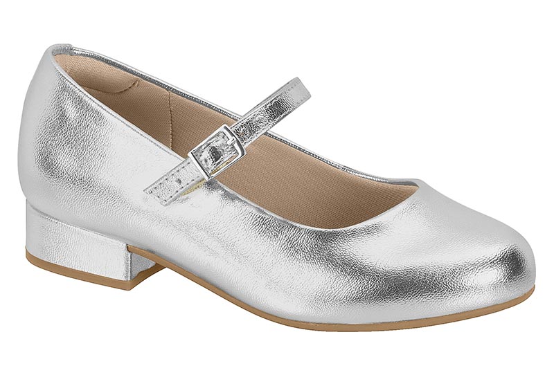 Zapatilla Mary Jane Brillo Plata Molekinha con Hebilla
