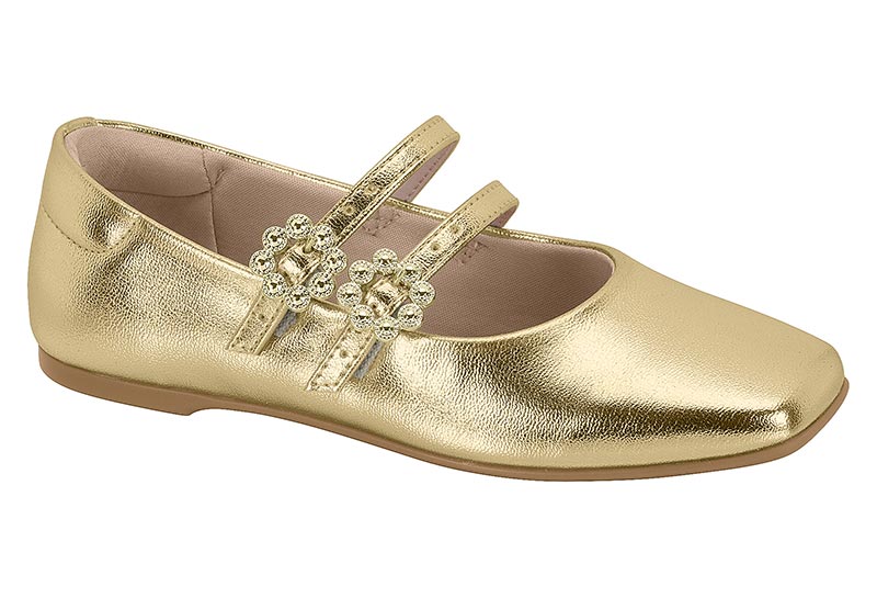 Balerina Dorada con Doble Correa y Pedrería Molekinha