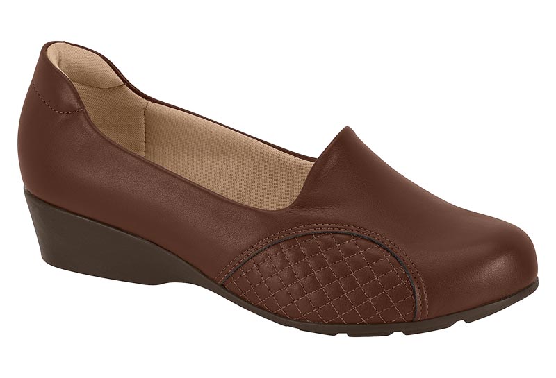 Zapatilla Cuña Acolchada Napa Stretch Café Modare