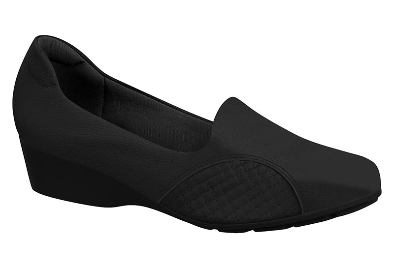 Zapatilla Cuña Acolchada Napa Negra Modare Confort