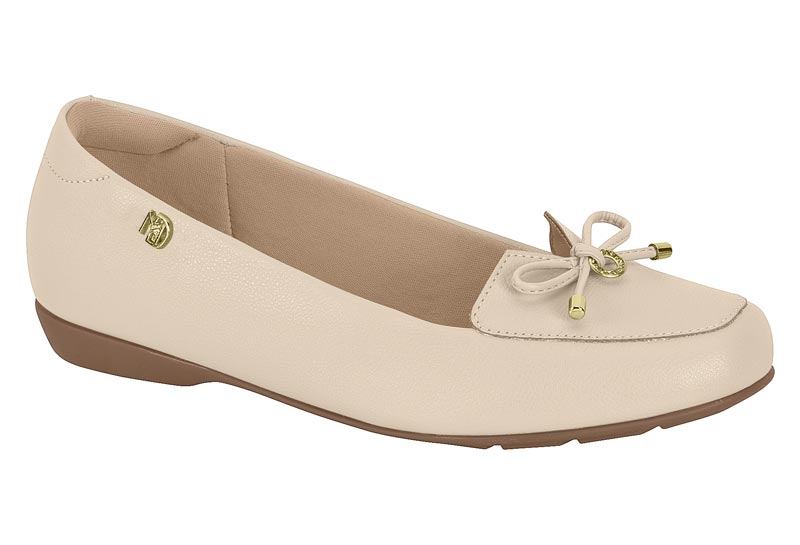 Mocasín Plano Napa Floather Crema con Moño Modare
