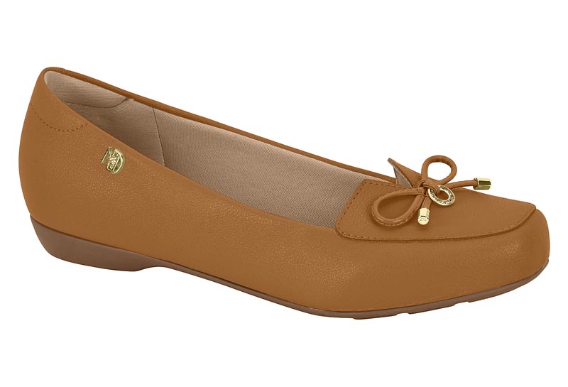 Mocasín Mujer Napa Floather Camel Moño Dorado Modare