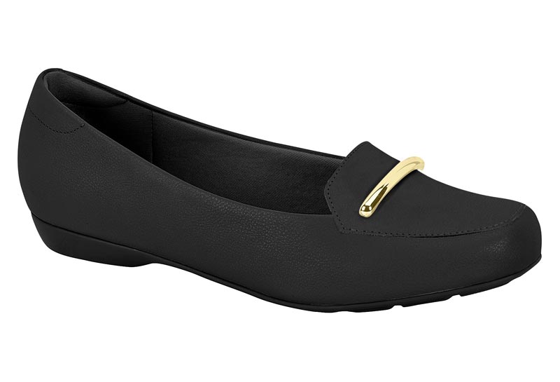 Mocasín Negro Napa Herraje Dorado Comfort Modare