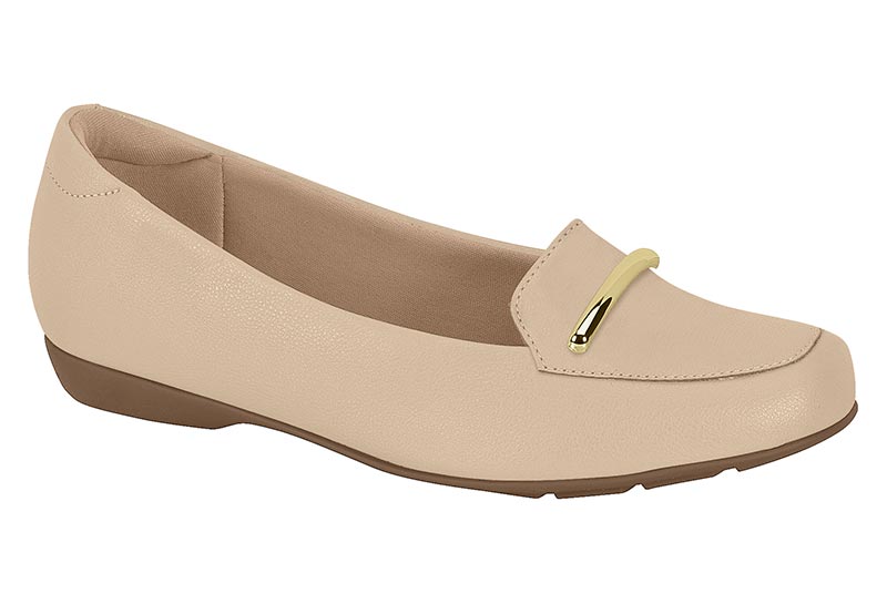 Mocasín Beige Napa con Herraje Metálico Modare