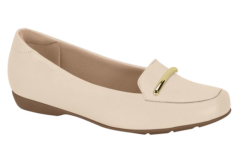 Mocasín Plano Herraje Metálico Napa Crema Modare