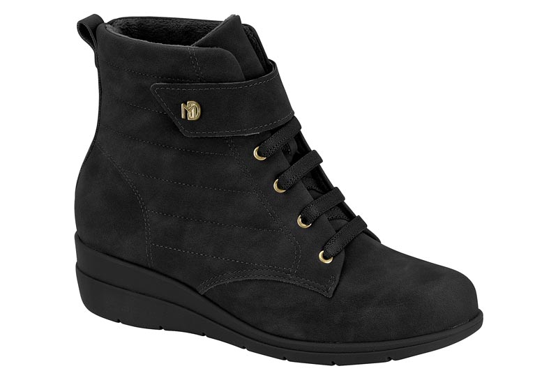Botín Cuña Modare Napa Veluna Agujetas y Velcro Negro