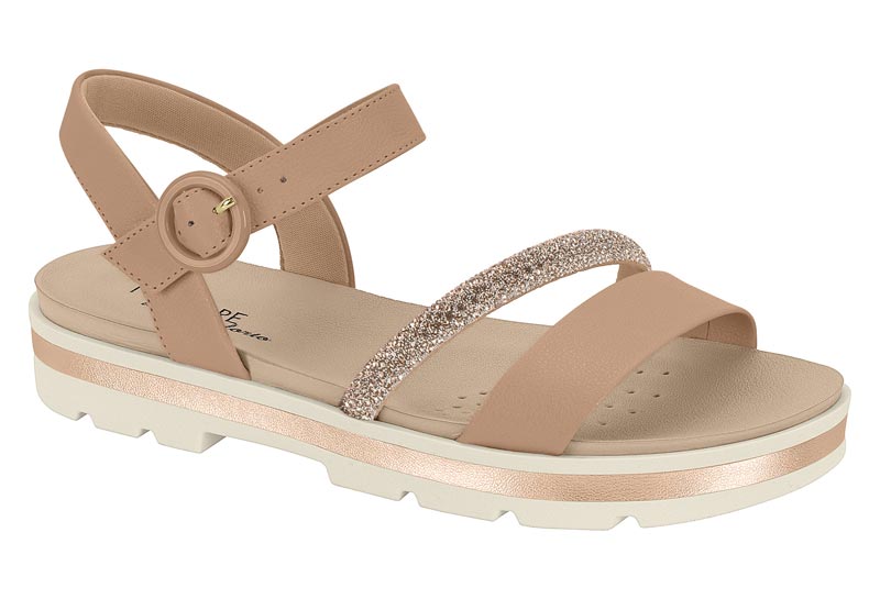 Sandalia Track Plataforma Glitter Oro Rosado Nude Modare