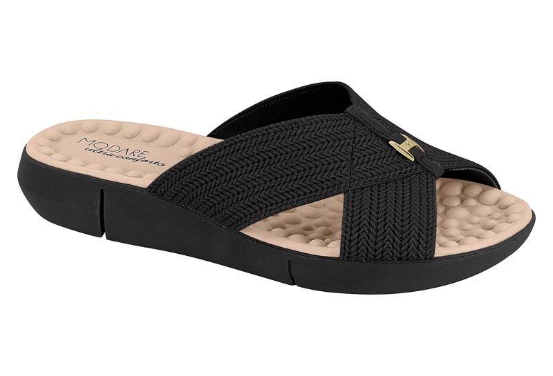 Sandalia Plataforma Elástico Ultra Conforto Negro Modare