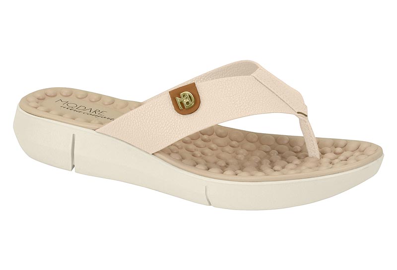 Sandalia Plataforma Dedo Confort Beige Modare