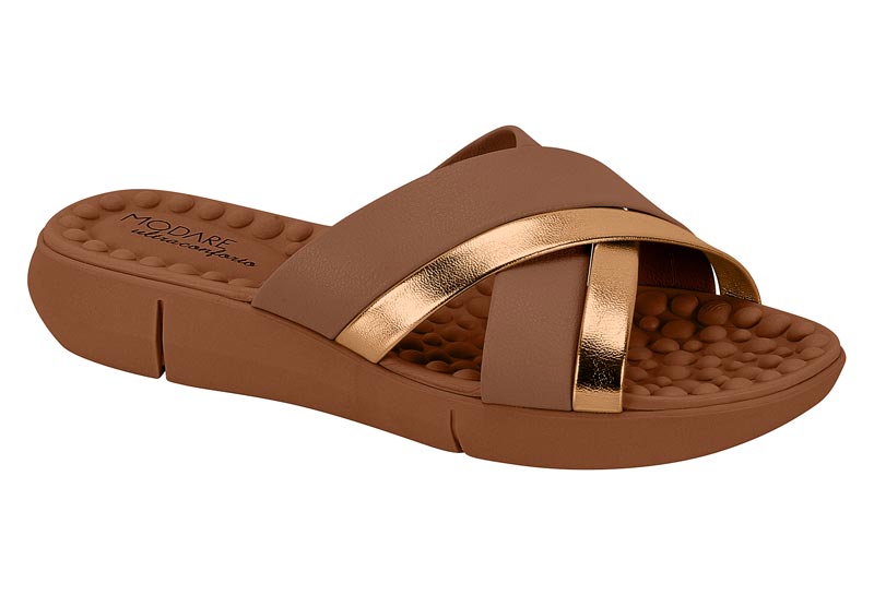 Sandalia Confort Cruzada Bicolor Bronce Modare