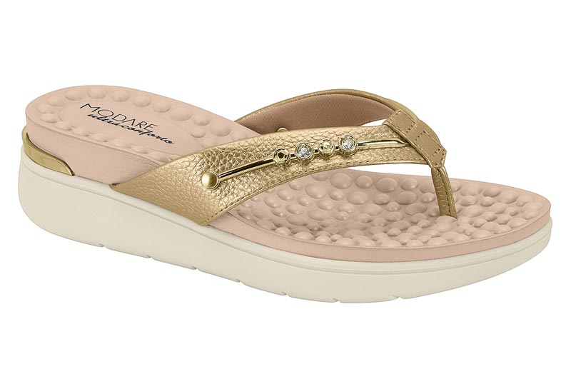 Sandalia Cuña Metalizada Dorada Modare Ultra Conforto