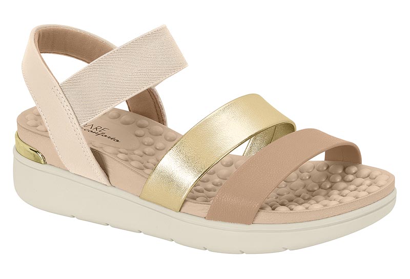 Sandalia Plataforma Elástica Modare Dorada Beige y Crema Confort