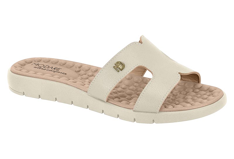 Sandalia Slide Ultra Conforto Napa Floather Blanco Off Modare
