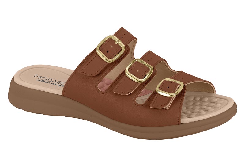Sandalia Ultra Conforto Triple Hebilla Napa Avela Modare